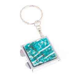 Складное зеркало брелок из амазонита квадратное — 