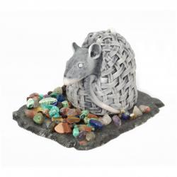 Сувенир &quot;Крыса в корзинке&quot; из мрамолита — 