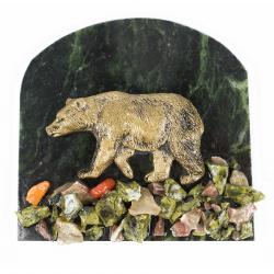 Магнит &quot;Медведь идет&quot; змеевик — 