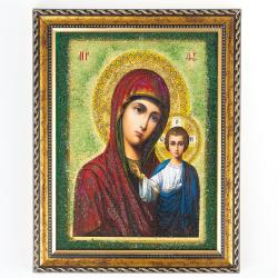 Икона Казанская рамка багет 18х23 см, каменная крошка — 
