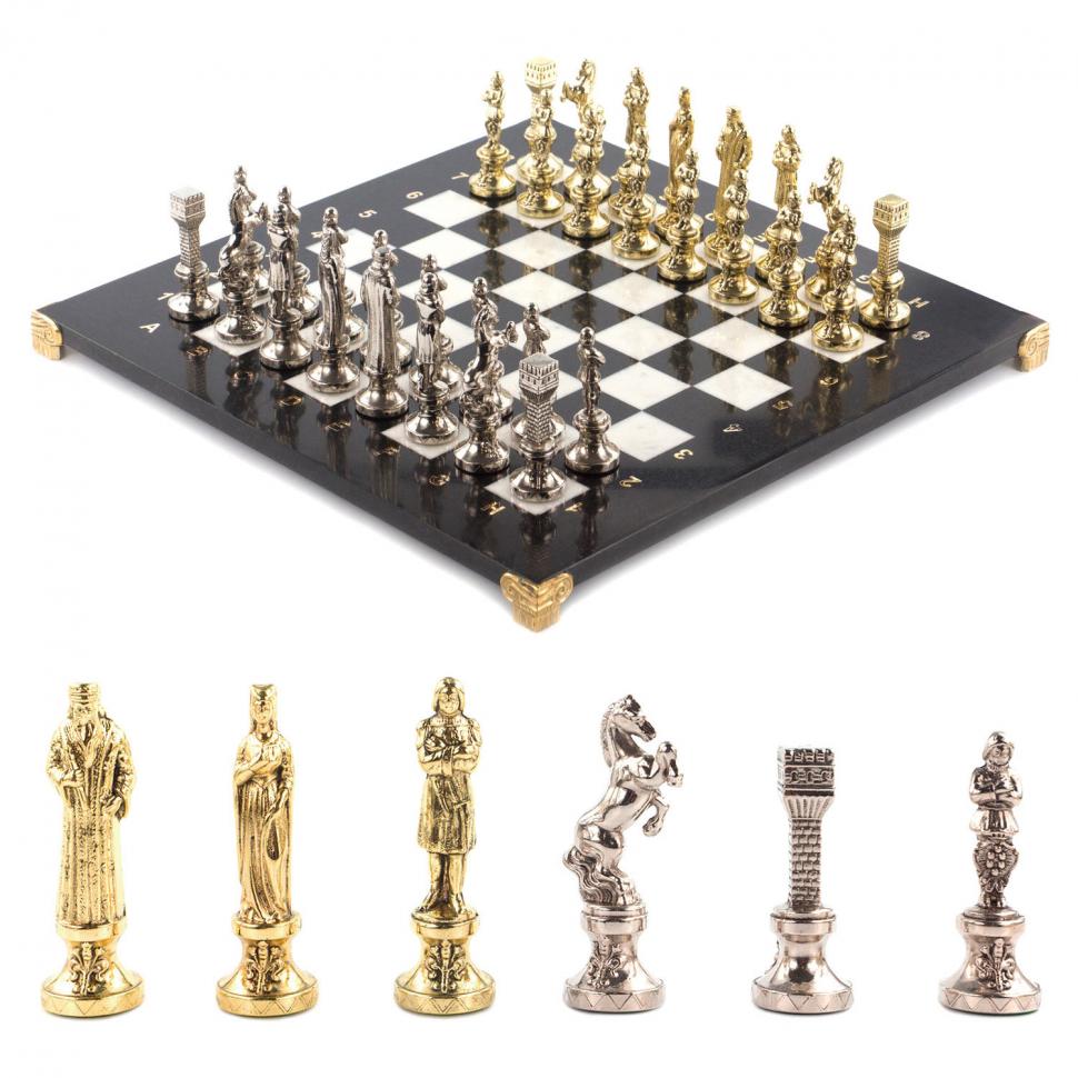 Шахматы "Ренессанс" доска 36х36 см мрамор фигуры цвет золото / серебро фото 1 — 