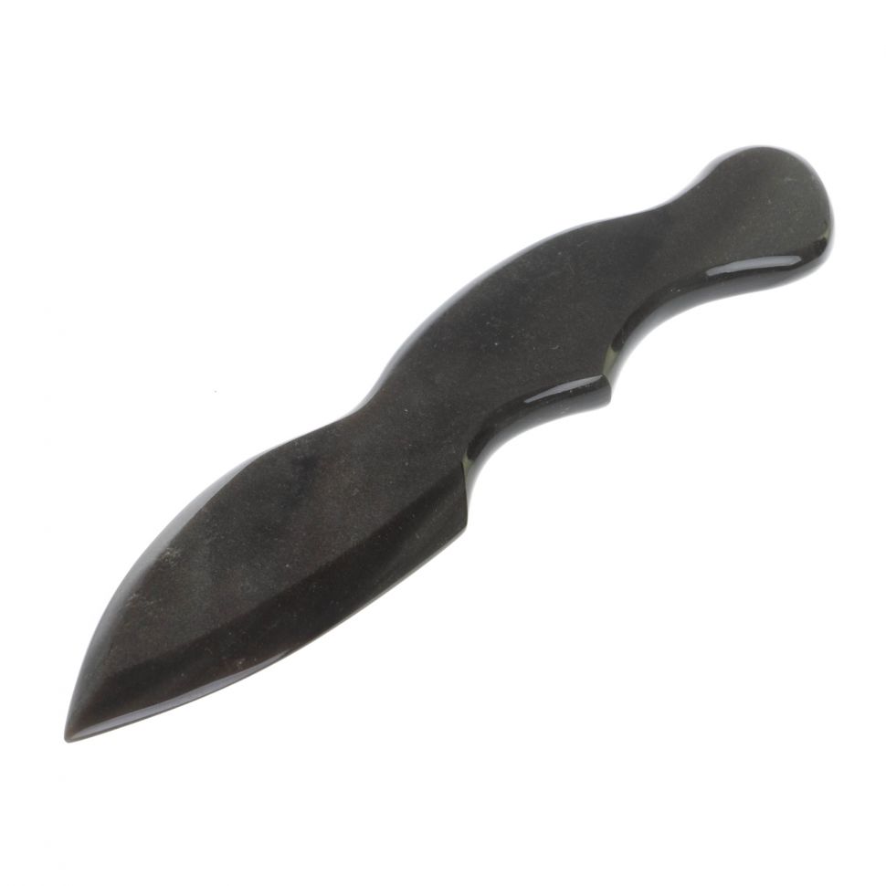 Нож декоративный из серого обсидиана с иризацией 20,5х4х1 см фото 1 — 