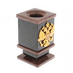 Стакан для ручек / карандашей &quot;Герб РФ&quot; из лемезита — 