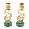 Набор подсвечников 2 шт из бронзы на подставке из малахита фото 1 — 