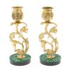 Набор подсвечников 2 шт из бронзы на подставке из малахита фото 3 — 