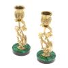 Набор подсвечников 2 шт из бронзы на подставке из малахита фото 2 — 