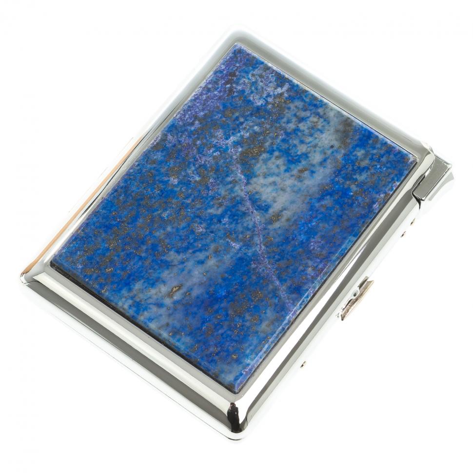 Портсигар на 20 сигарет с зажигалкой камень лазурит фото 1 — 
