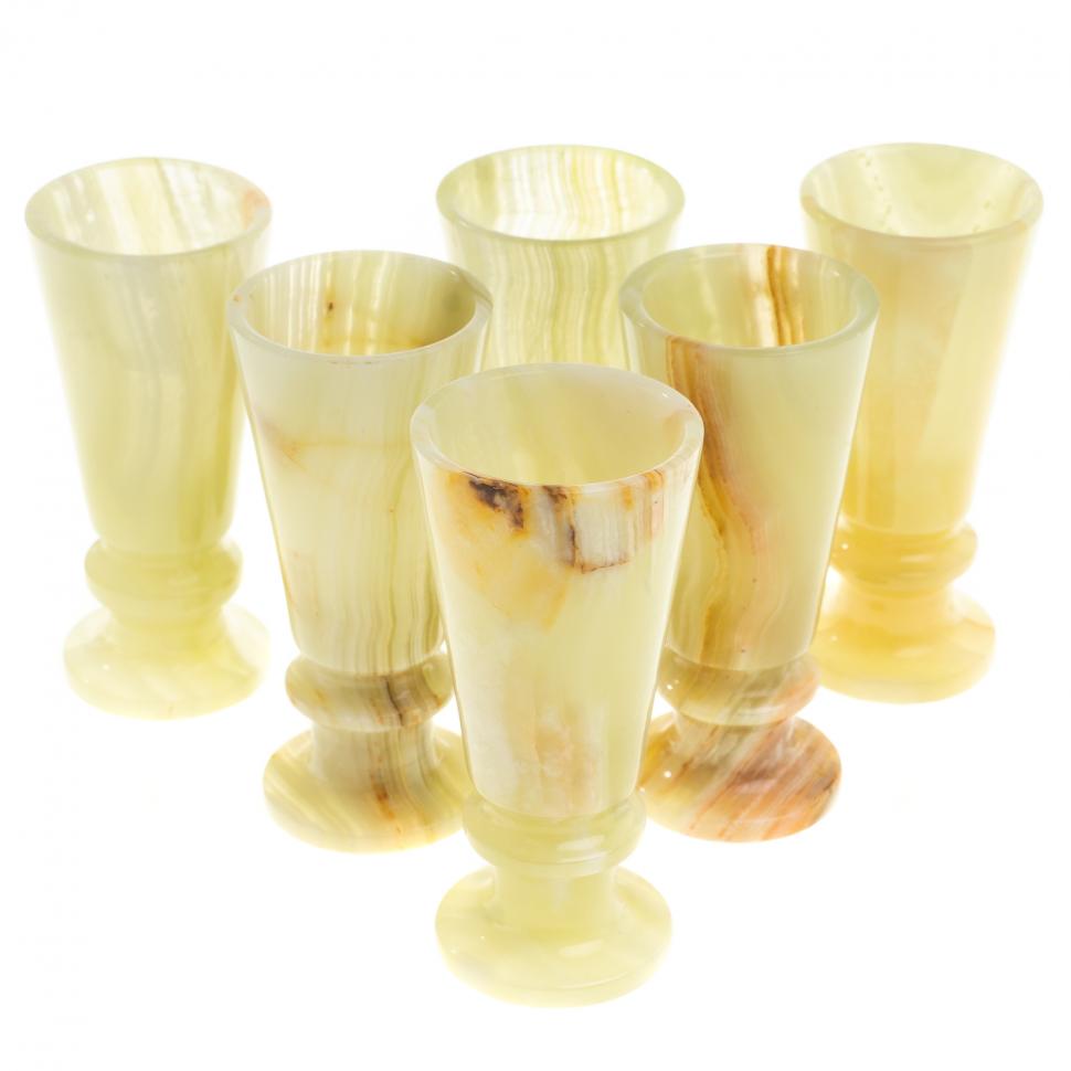 Набор рюмок "Конус" камень оникс в футляре 3,5х8 см 6 шт 20 мл фото 1 — 