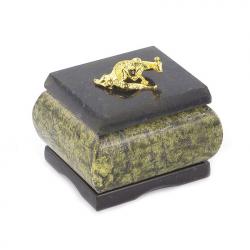 Шкатулка с ящерицей камень змеевик 7х6х6 см — 