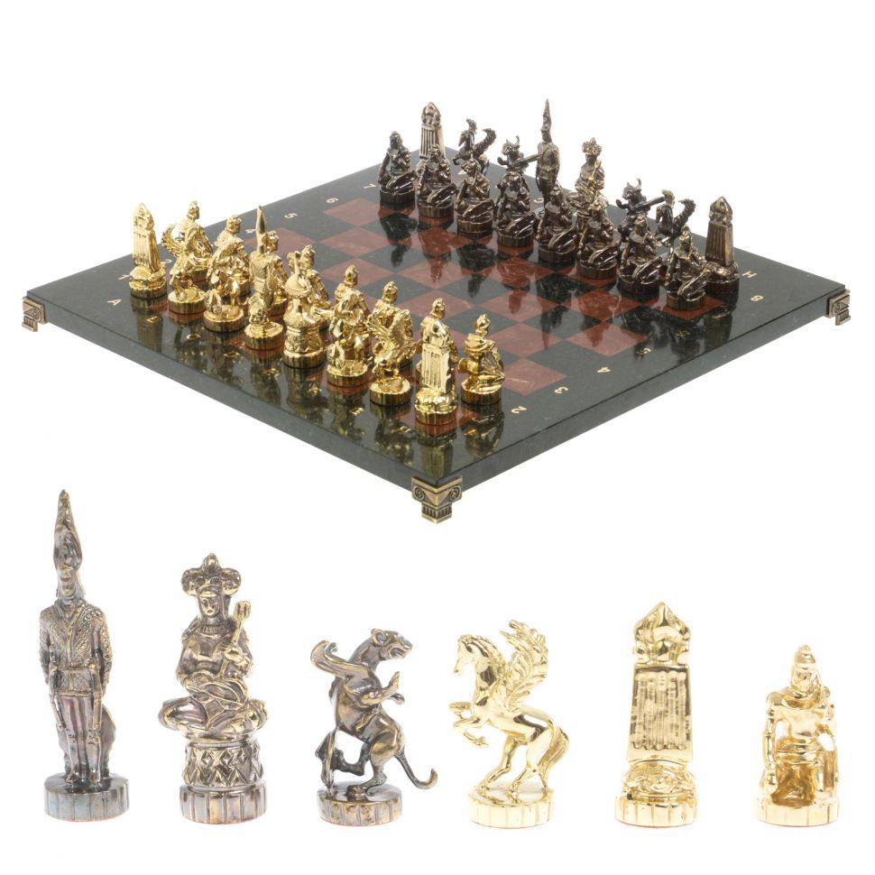 Шахматы "Шахерезада" доска 40х40 см лемезит змеевик фото 1 — 