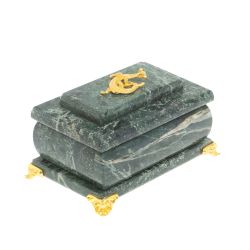 Шкатулка с зеркалом на ножках шабровский змеевик 10х7х6 см — 