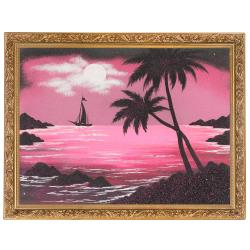 Картина &quot;Пальмы на берегу&quot; багет 36х46 см, каменная крошка — 