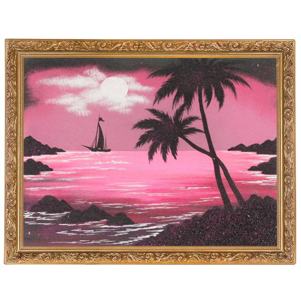 Картина "Пальмы на берегу" багет 36х46 см, каменная крошка фото 1 — 