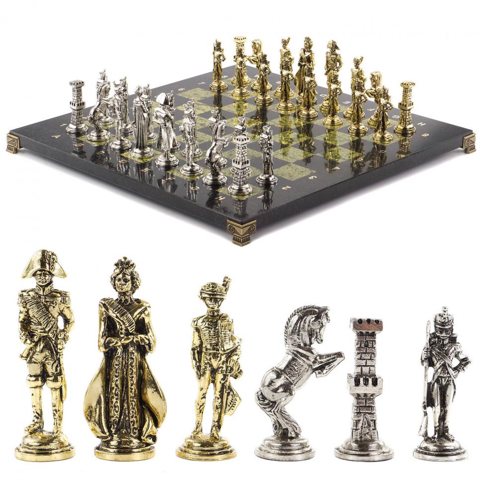 Шахматы "Отечественная война 1812 г." доска 40х40 см змеевик фото 1 — 