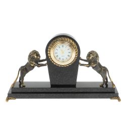 Часы настольные &quot;Два льва&quot; долерит бронза — 