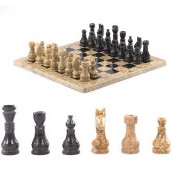 Каменные шахматы &quot;Статус&quot; доска 30х30 см камень ракушечник мрамор — 