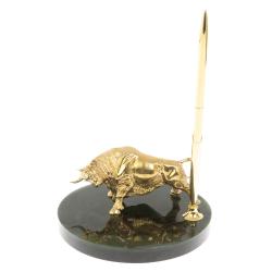 Статуэтка &quot;Бык&quot; с подставкой под ручку на нефрите 13х13х22 см — 