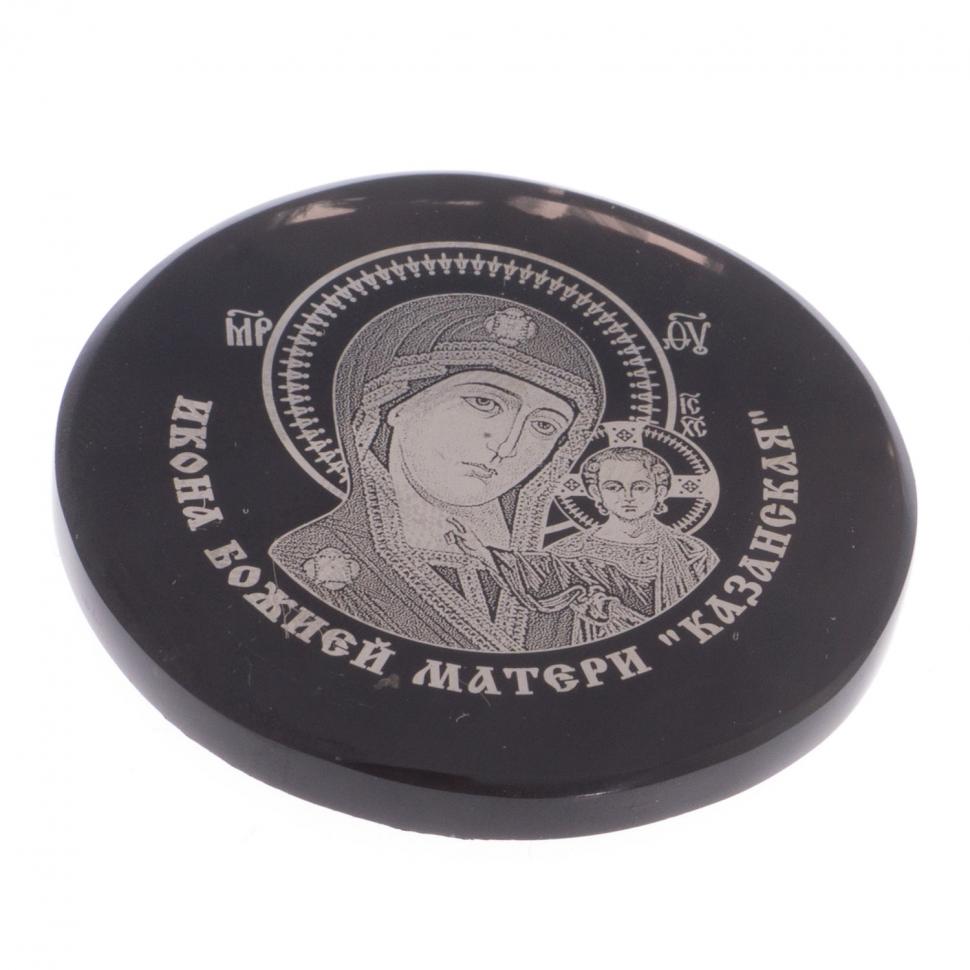 Икона в автомобиль "Казанская БМ" обсидиан черный 47 мм фото 1 — 