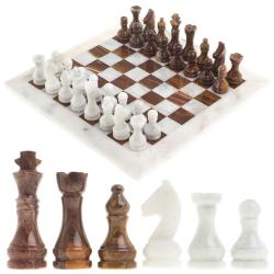 Шахматы из оникса и мрамора &quot;Европейские&quot; доска 30х30 см — 