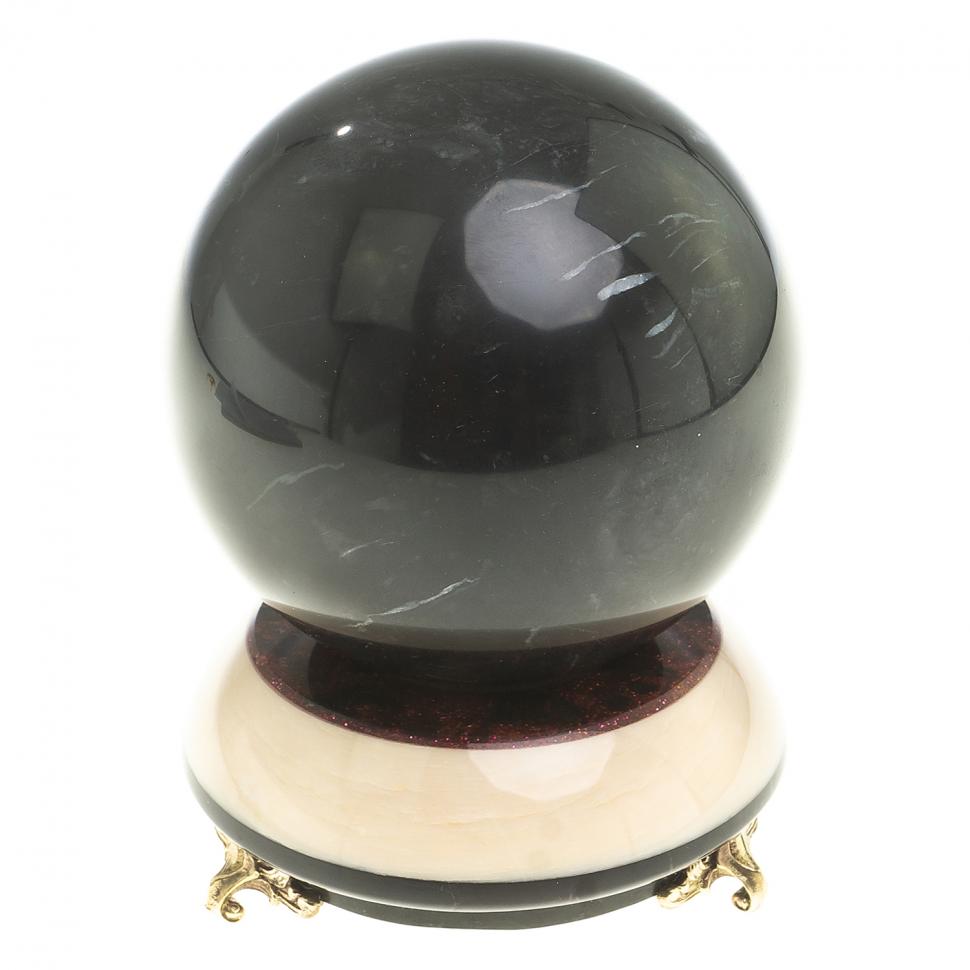 Сувенир "Шар Антистресс" черный змеевик 9,5 см фото 1 — 