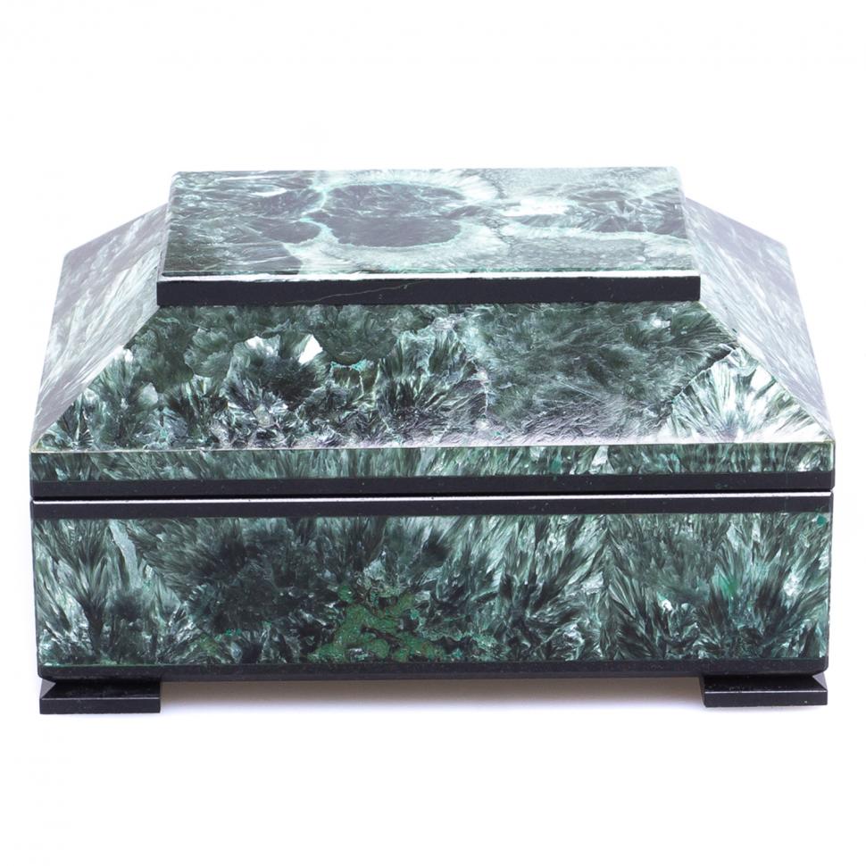 Ларец из камня серафинит 12х9х6 см фото 1 — 