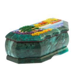 Шкатулка с расписной крышкой Осень 17х7,5х6 см змеевик — 