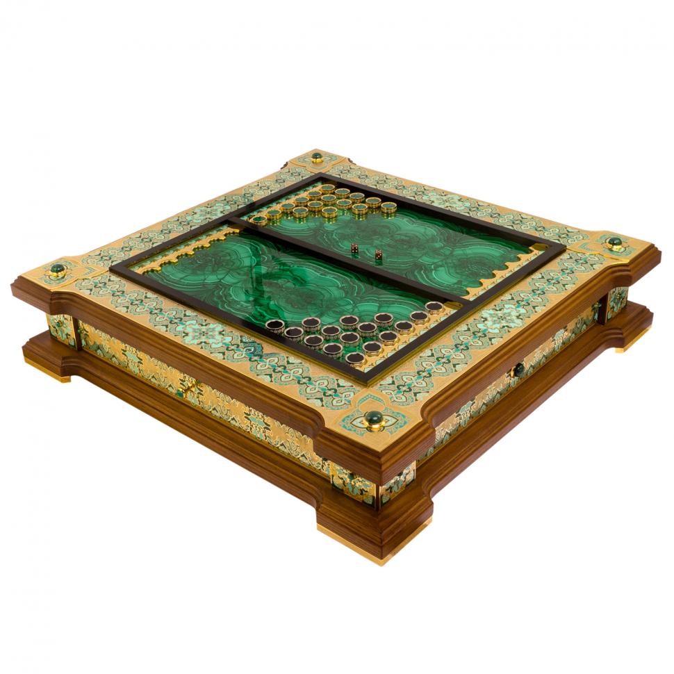 Нарды "Орнамент" камень малахит Златоуст фото 1 — 