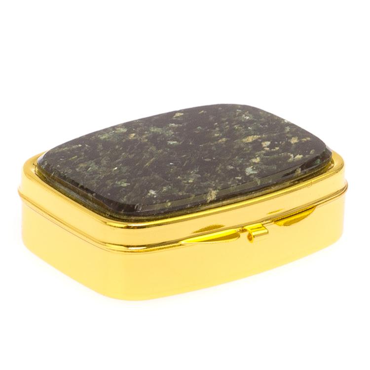 Таблетница на 2 отсека камень мусковит цвет золото фото 1 — 