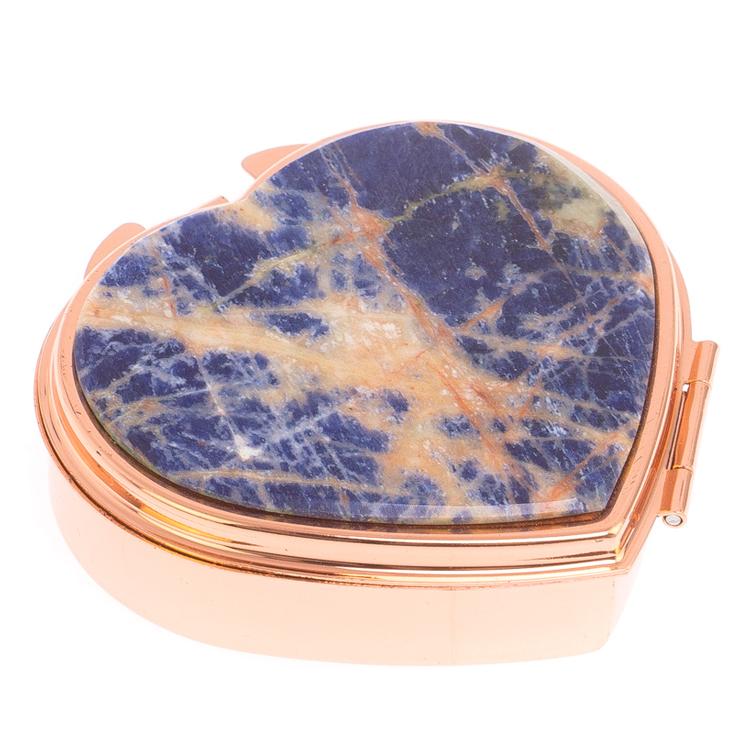 Таблетница "Сердце" на 3 отделения камень содалит цвет красное золото фото 1 — 