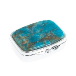 Таблетница на 2 отделения камень голубой апатит цвет серебро — 