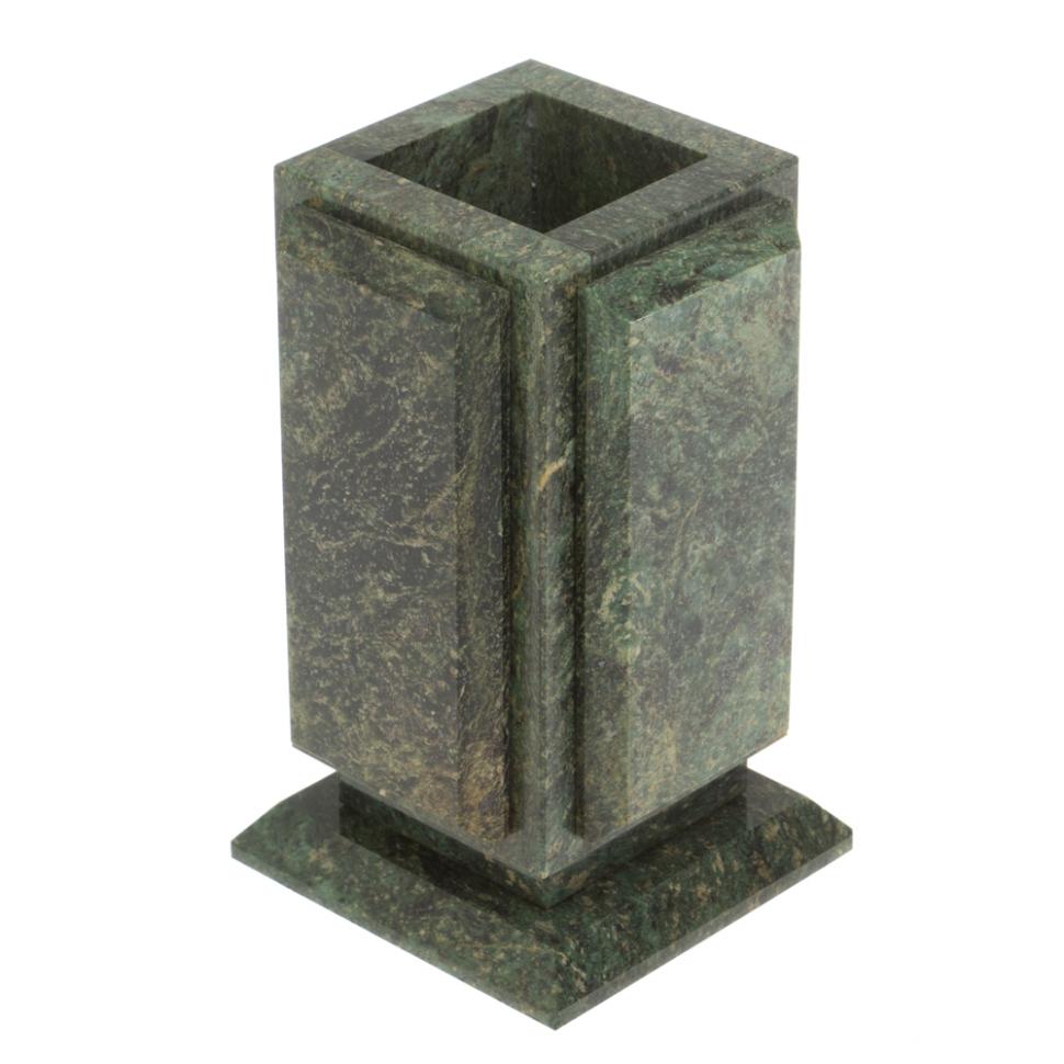 Карандашница с накладками из шабровского змеевика 7х7х10,5 см фото 1 — 