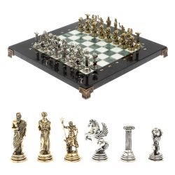 Шахматы настольные &quot;Атлас&quot; из мрамора и змеевика 28х28 см — 