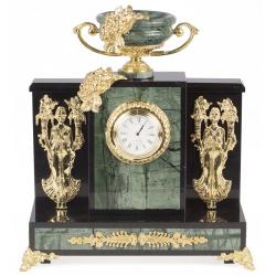 Каминные часы из камня и бронзы &quot;Чаша изобилия&quot; офиокальцит — 