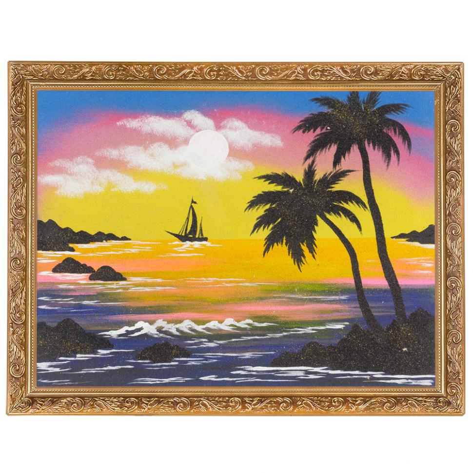 Картина "Парусник" багет 36х46 см, каменная крошка фото 1 — 