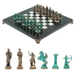 Шахматы &quot;Римские лучники&quot; фигуры бронза / патина 28х28 см из мрамора — 