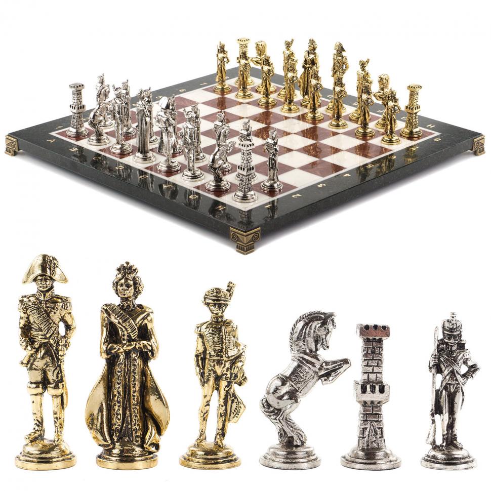 Шахматы "Отечественная война 1812 г." доска 40х40 см мрамор лемезит фото 1 — 