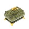 Шкатулка прямоугольная с ящерицей из змеевика 8,5х6х6,5 см фото 1 — 