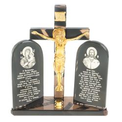 Икона с крестом &quot;Спаситель&quot; камень обсидиан — 