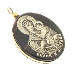 Брелок-кулон оберег &quot;Дева Мария&quot; камень обсидиан — 