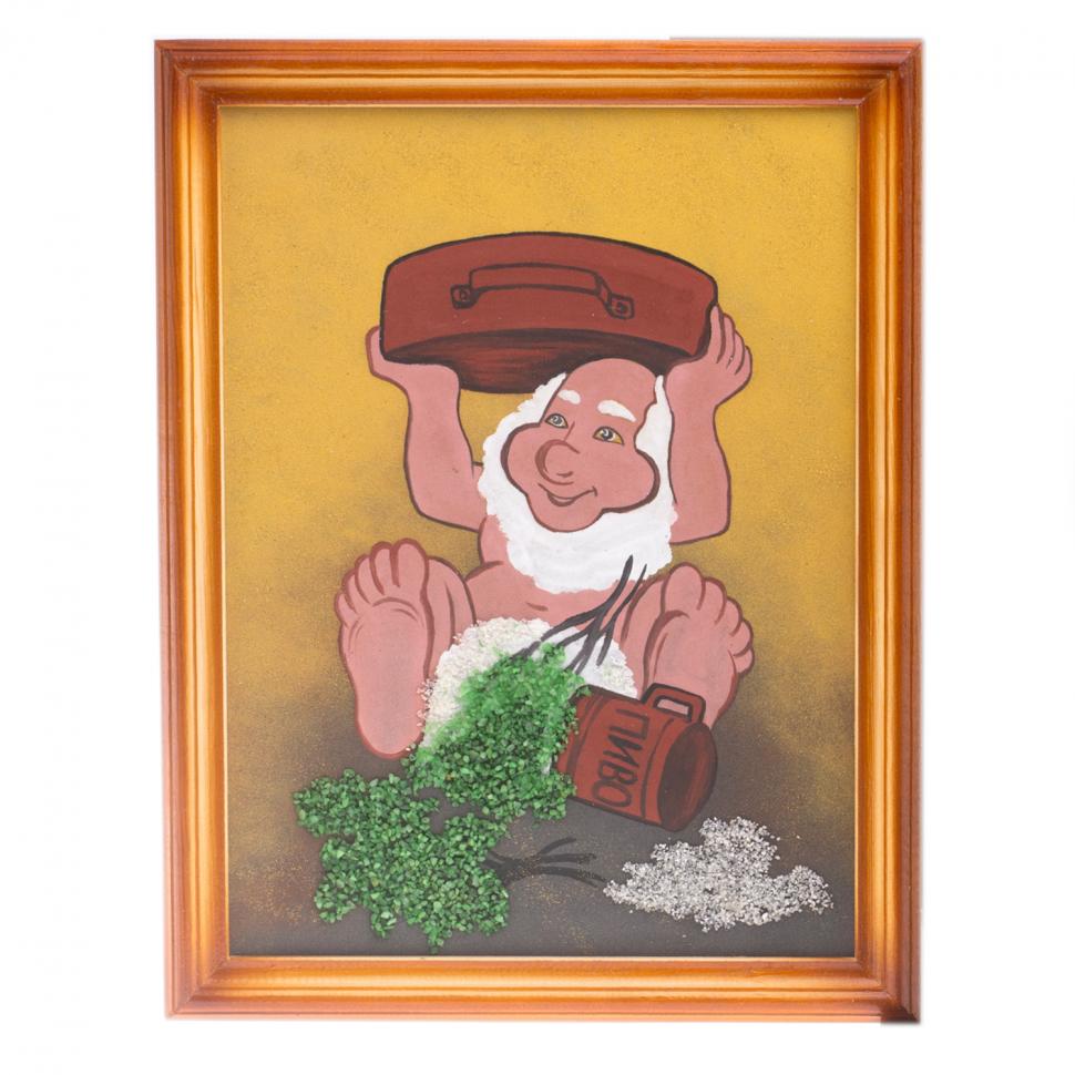 Картина "Банька" багет дерево 36х46 см из каменной крошки фото 1 — 