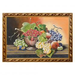 Натюрморт &quot;Фрукты с клубникой в вазе&quot; багет 46х66 см, каменная крошка — 