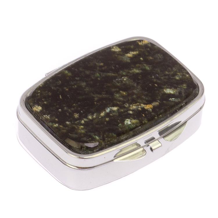 Таблетница на 2 отсека камень мусковит цвет серебро фото 1 — 
