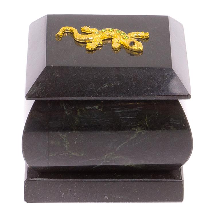 Шкатулка из черного змеевика 6х6х6,5 см фото 1 — 