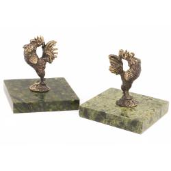 Статуэтка &quot;Петушок кричит&quot; большой бронза змеевик — 