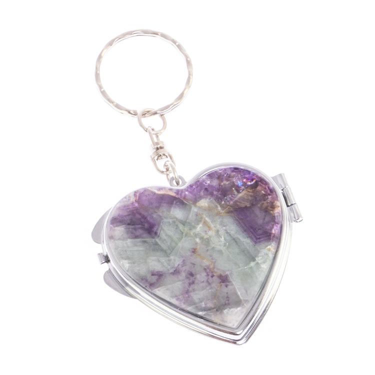 Складное зеркало брелок из флюорита Сердце фото 1 — 