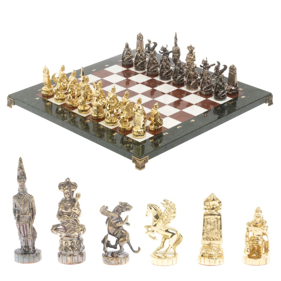 Шахматы подарочные "Шахерезада" доска 40х40 см мрамор лемезит фото 1 — 