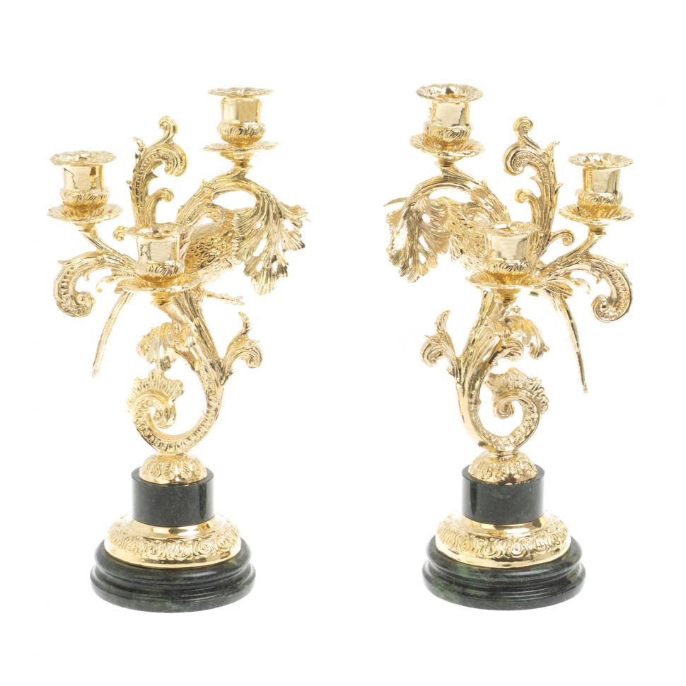 Подсвечники "Колибри" из шабровского змеевика фото 1 — 