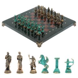 Шахматы &quot;Римские лучники&quot; фигуры бронза / патина 28х28 см из лемезита — 