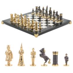 Шахматы &quot;Камелот&quot; бронза мрамор змеевик 40х40 см — 