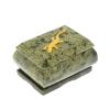 Шкатулка прямоугольная с ящерицей из змеевика 7,5х6х5 см фото 1 — 
